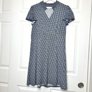Lark‎ & Ro Floral Print Ruffle Neck Short Sleeve Dress Size 14
